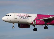 Wizz Air plane landing at airport