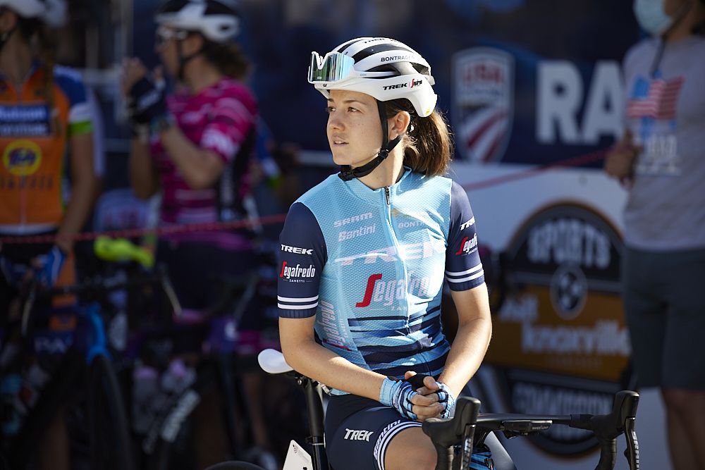 Ruth Winder (Trek Segafredo) before the women's elite race at the USA Cycling Pro Road Championships 2021