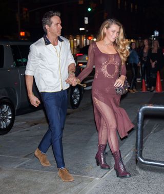 Ryan Reynolds and Blake Lively are seen on October 11, 2024 in New York City.