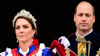 Catherine, Princess of Wales and Prince William, Prince of Wales stand on the balcony of Buckingham Palace