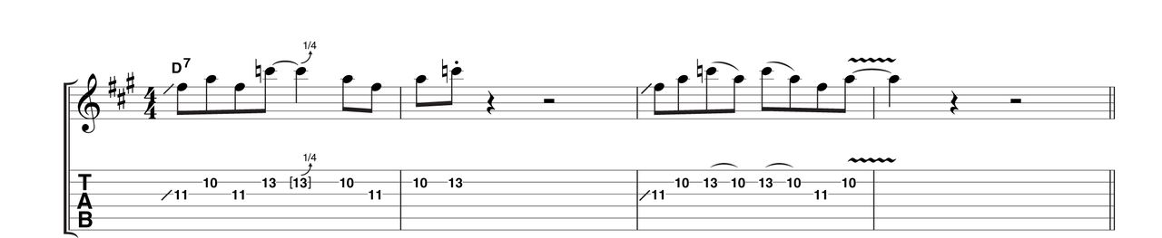 You can hear how this kind of phrasing inspired the young Claptons and Pages of this world! The first slide in should be quite lazy sounding and not from any particular note. Notice there's lots of space between phrases and a theme developing.