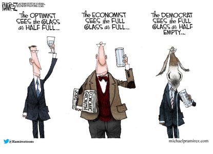 Political Cartoon U.S. Democrats Economists and Optimists