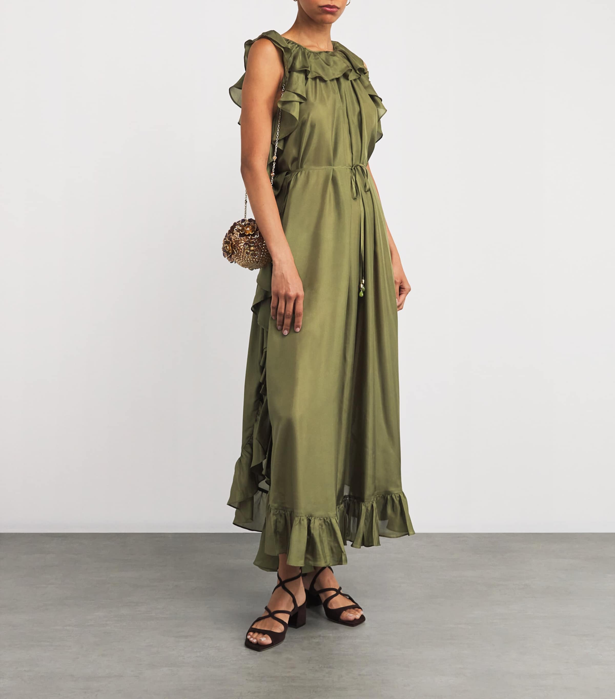 Silk Ruffled Rhiannon Midi Dress