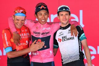 The final podium at the 2021 Giro d'Italia