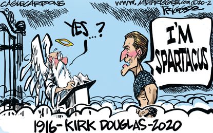 Editorial Cartoon U.S. Kirk Douglas Spartacus Paths of Glory Hollywood movies actor death