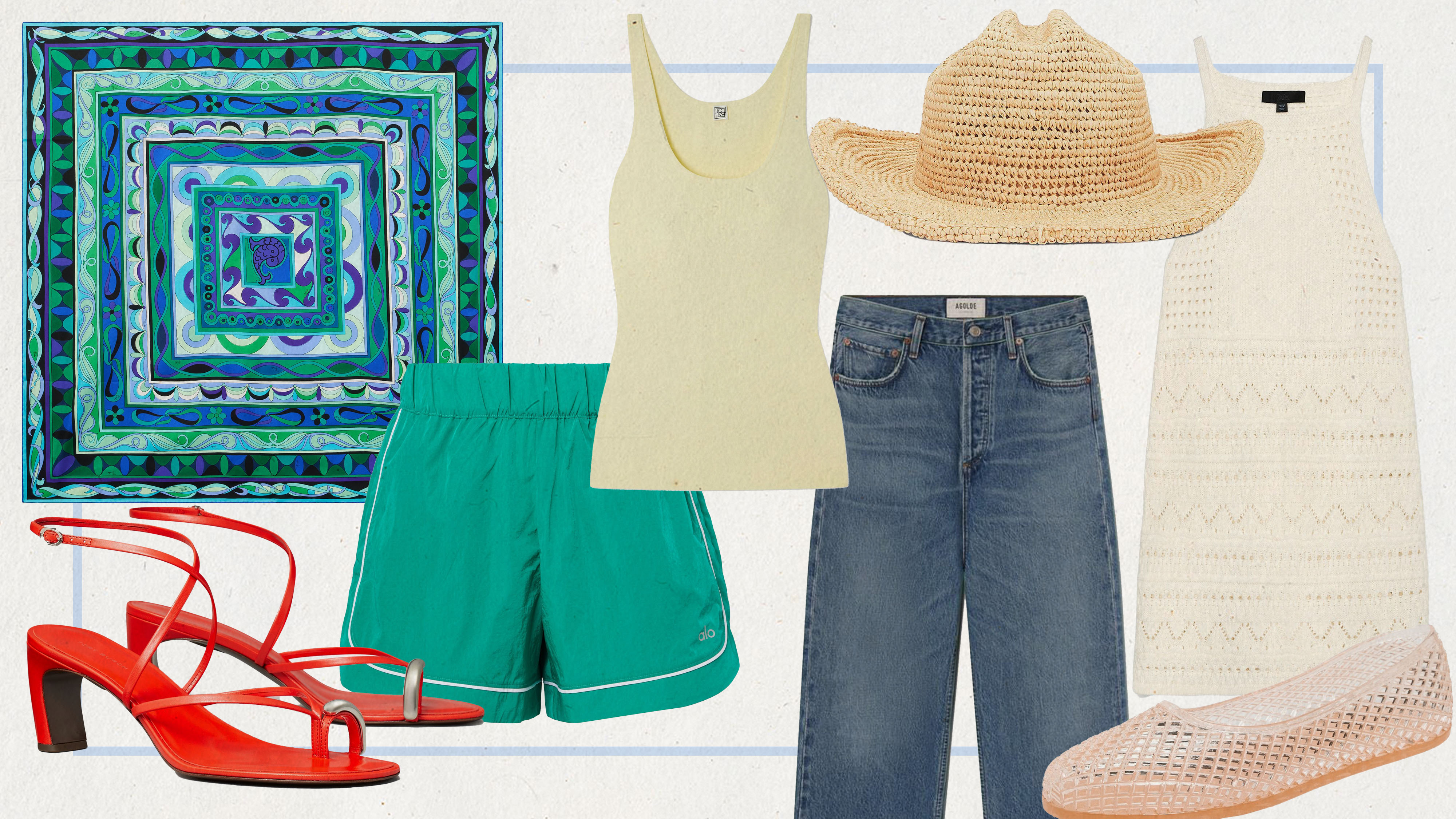 Collage of summer fashion items