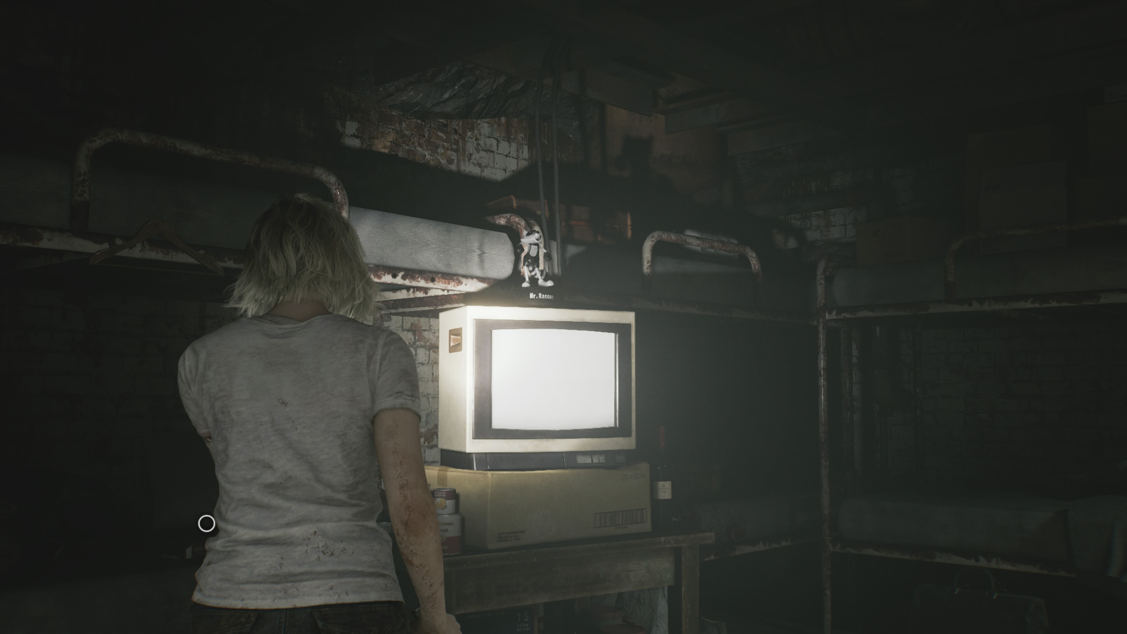 Resident Evil Requiem Mr. Raccoon on a TV