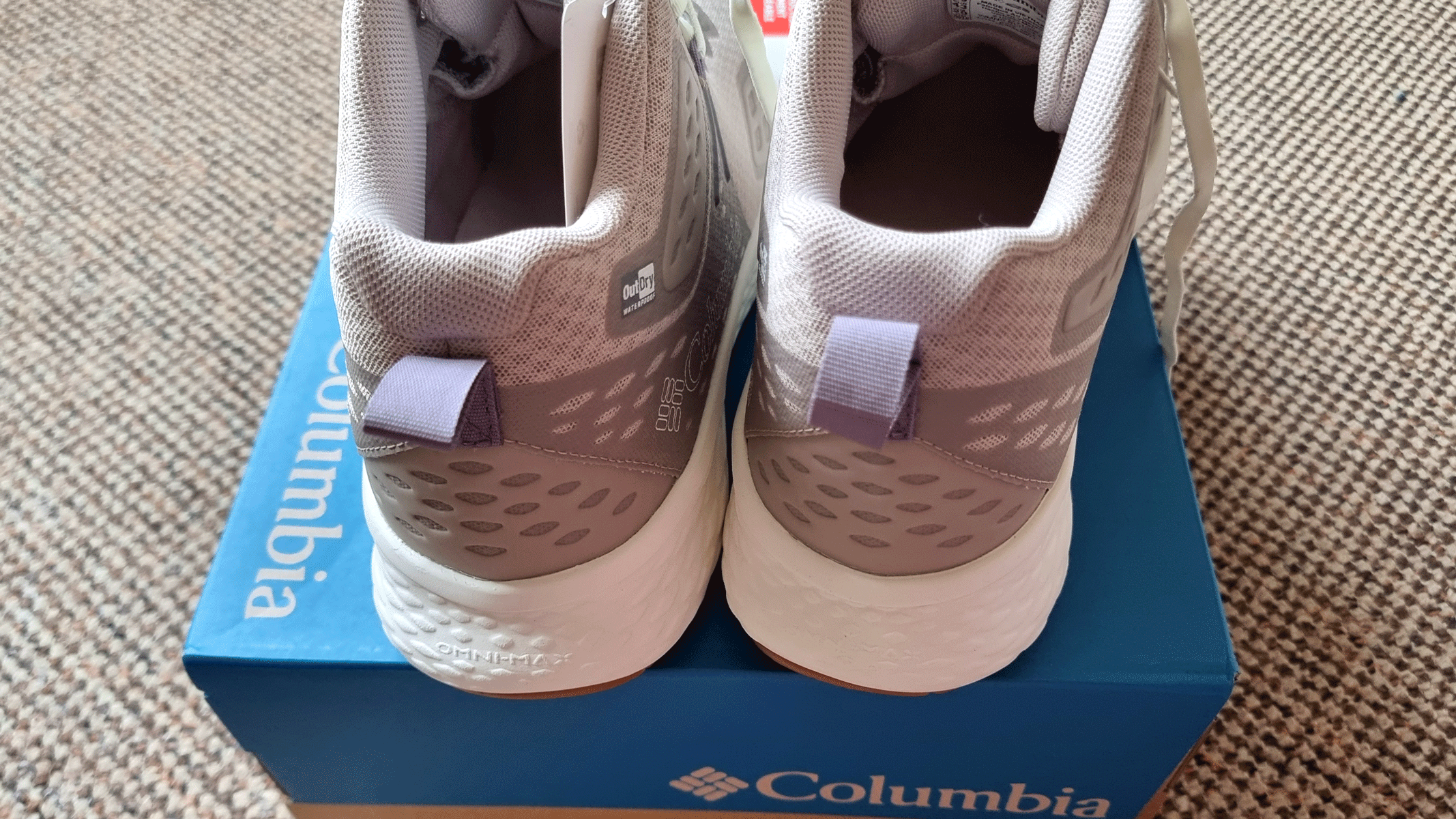 A close-up picture of our writer's Columbia Konos TRS Outdry shoes