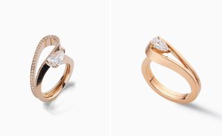 Serti Inversé rings in pink gold