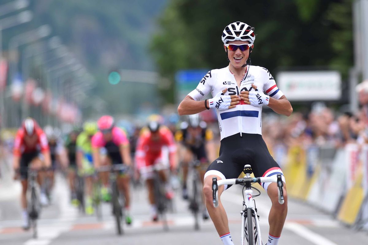 Peter Kennaugh celebrates his victory