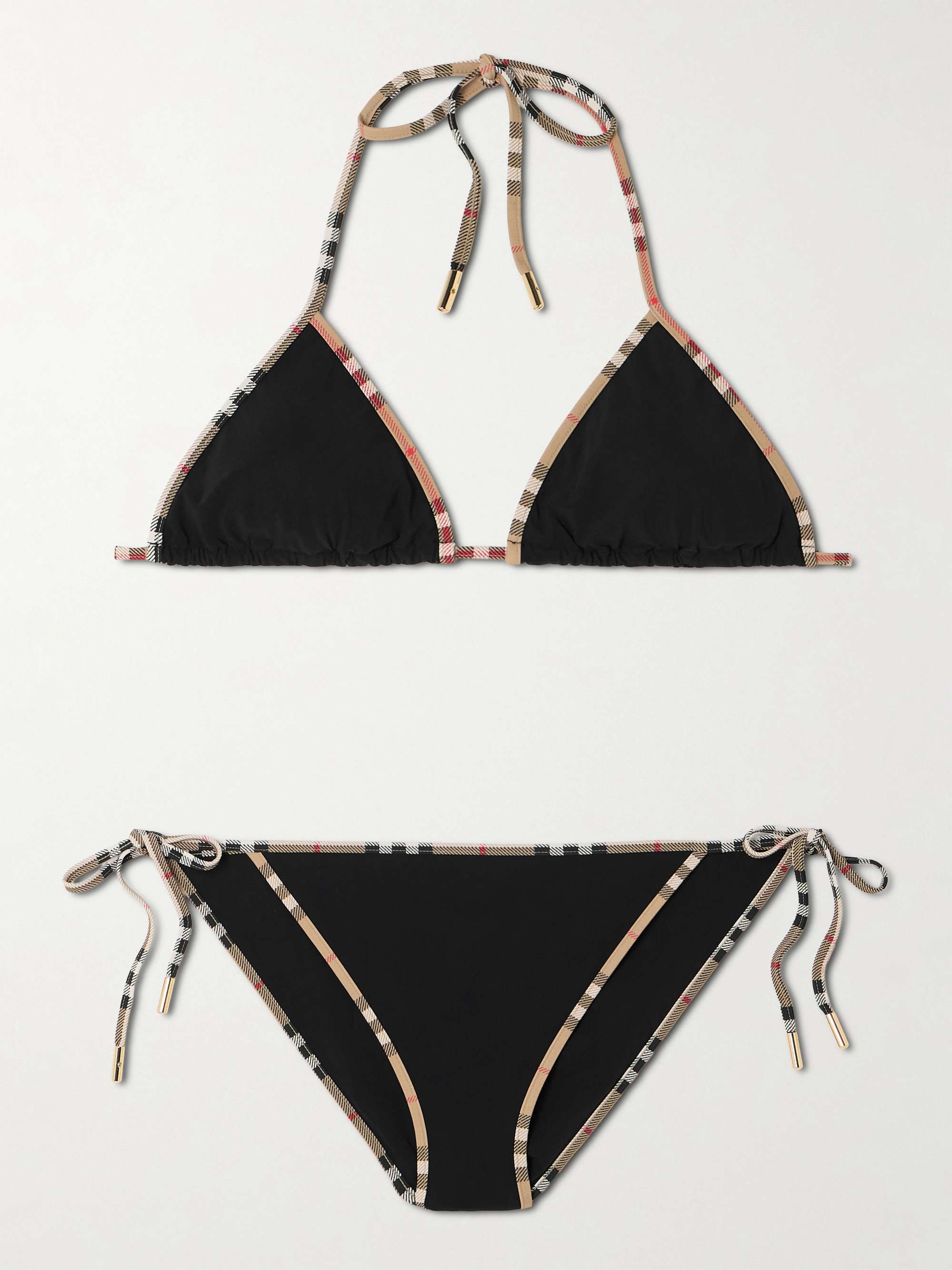 Checked-Piped Triangle Bikini