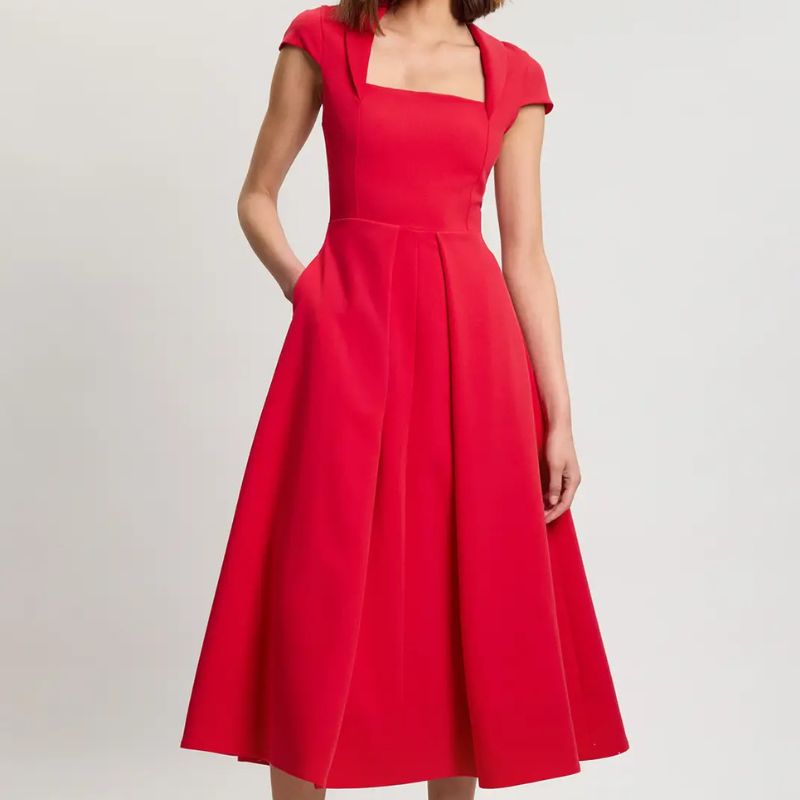 Karen Millen , Petite Square Neck Tailored Full Skirted Maxi Dress
