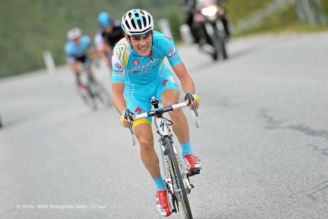 Kevin Seeldraeyers (Astana) on the attack towards stage victory at the Tour of Austria