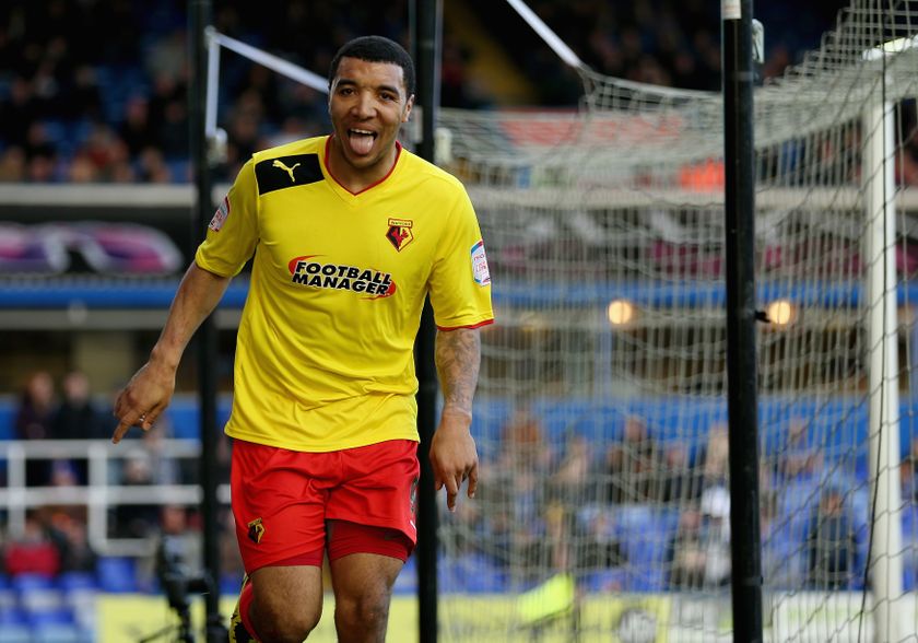 Troy Deeney celebrates a goal for Watford against Birmingham in February 2013.