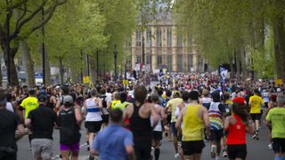 Runners compete during the London Marathon in the United Kingdom in April 2024