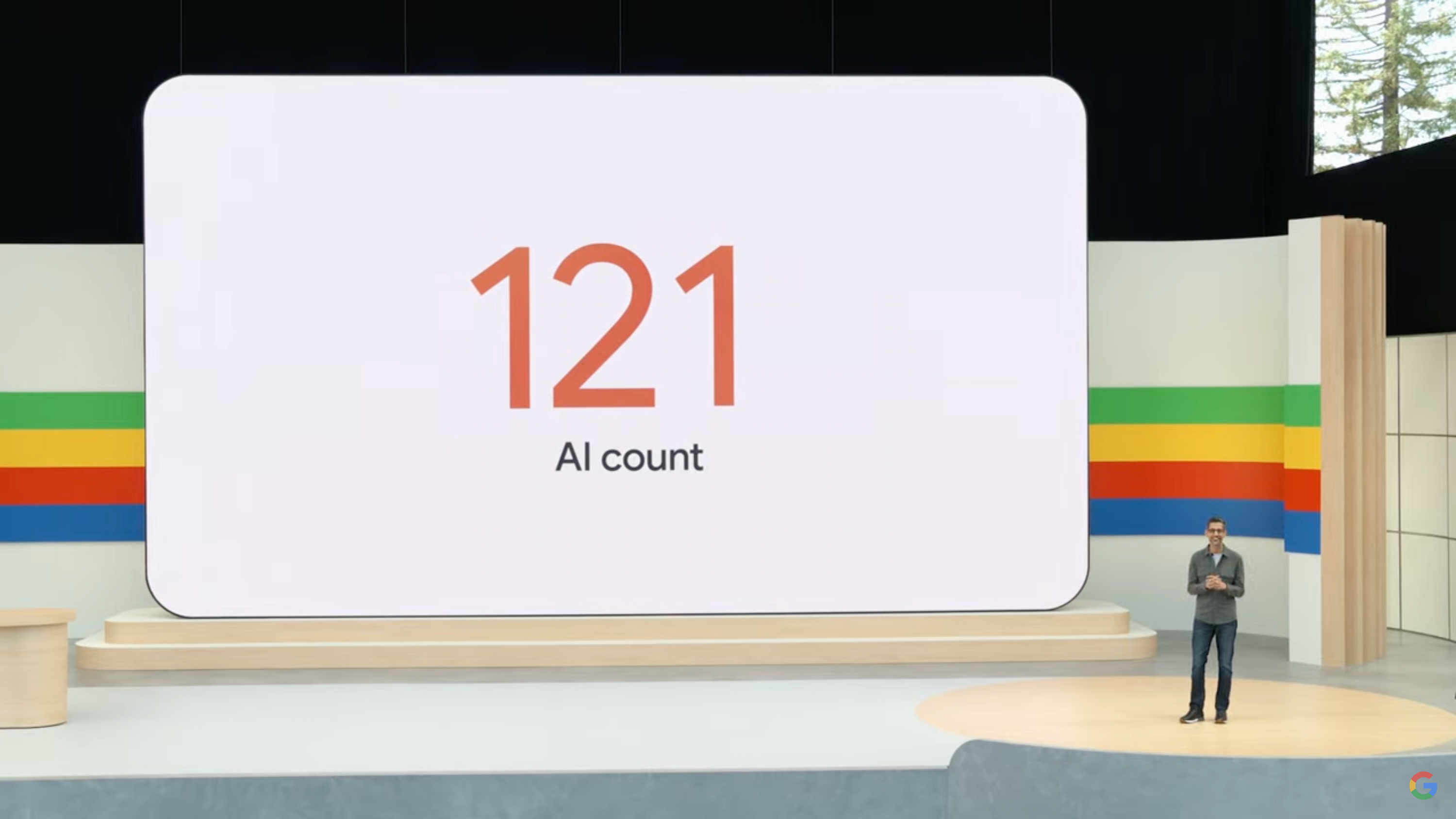 AI count of 121 at Google I/O 2024