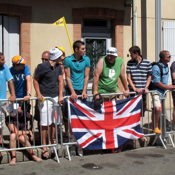 British fans at the start in Revel