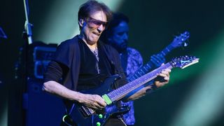 Steve Vai of SatchVai performs onstage during a concert at the Eventim Apollo on June 14, 2025 in London, England.