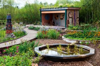 rain garden with interlinking ponds
