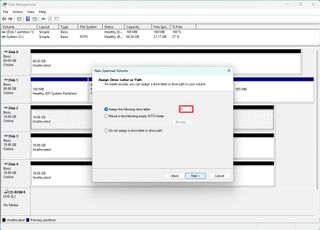 Assign the following drive letter to volume