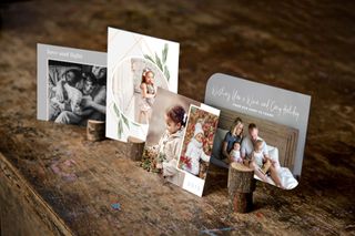 Family photos printed on a selection of cards