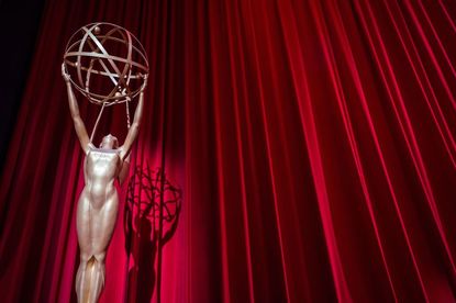 The stage is set ahead of the nominations announcement for the 70th Emmy Awards on July 12, 2018 at the Television Academy's Wolf Theatre in North Hollywood, California. 