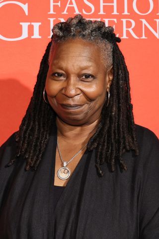 Whoopi Goldberg is pictured with grey root and locs whilst attending the FGI Night of Stars 39th Annual Gala at The Plaza on October 17, 2023 in New York City.
