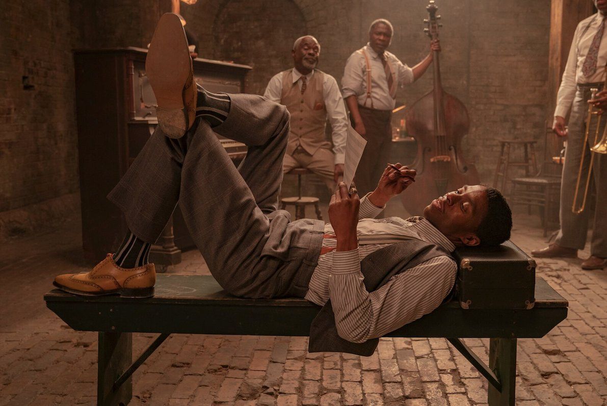 Chadwick Boseman and company in Ma Rainey&#039;s Black Bottom.