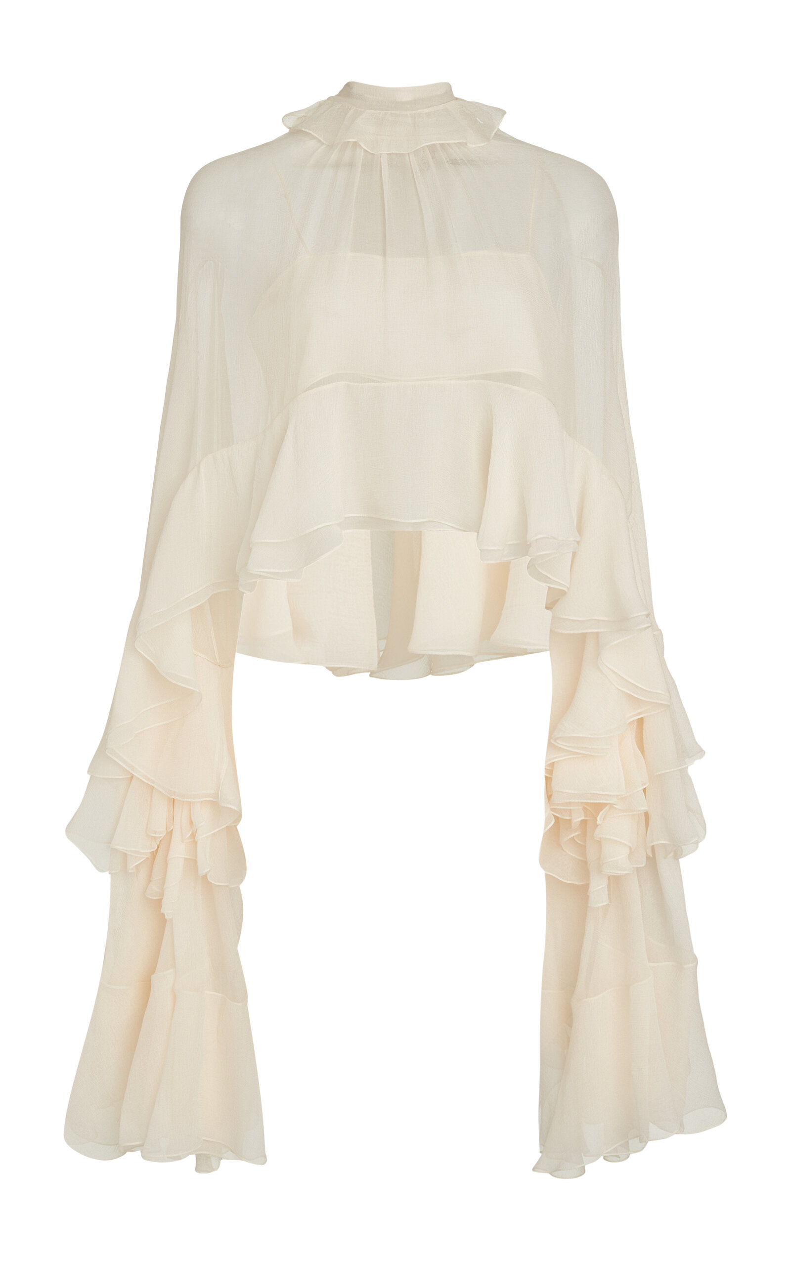 Ruffled Organic Silk Crop Top