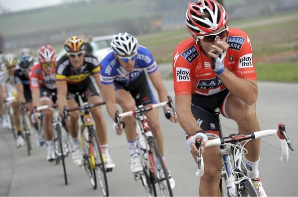 Fabian Cancellara (Saxo Bank) spent a bit of time at the front working for Breschel.