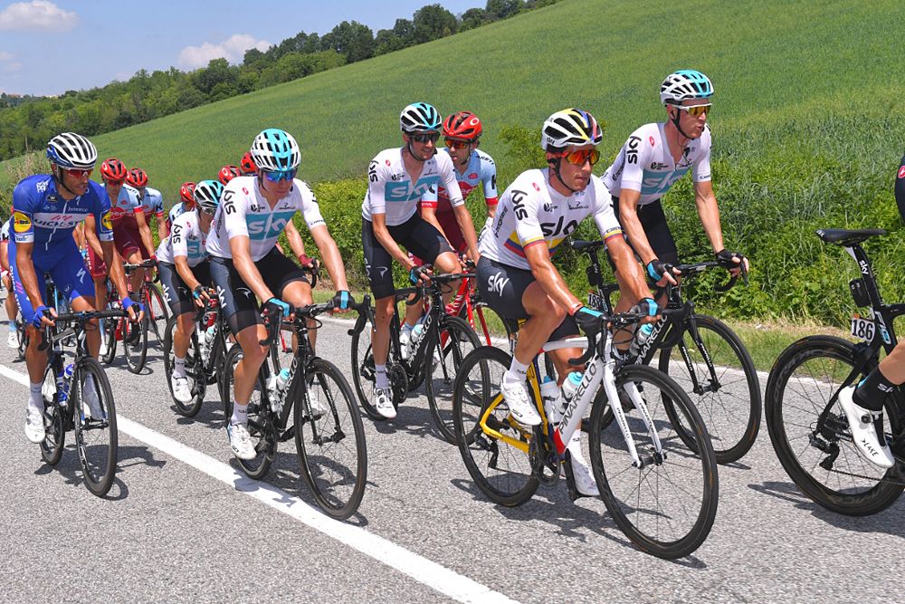 Team Sky during stage 18 from Abbiategrasso to Prato Nevoso at the Giro d'Italia