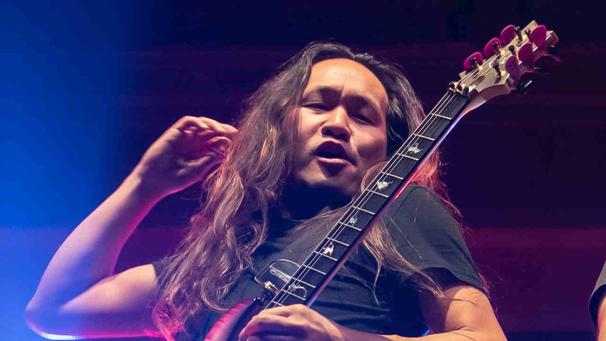 Dragonforce’s Herman Li onstage in 2023