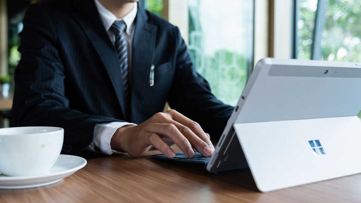 A person using a Surface device running Windows 10