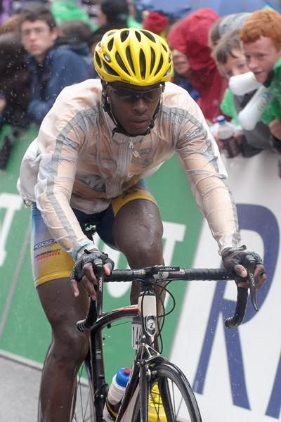 Adrien Niyonshuti of the MTN Cycling Team looking composed as he embarks on his final lap of the circuit.