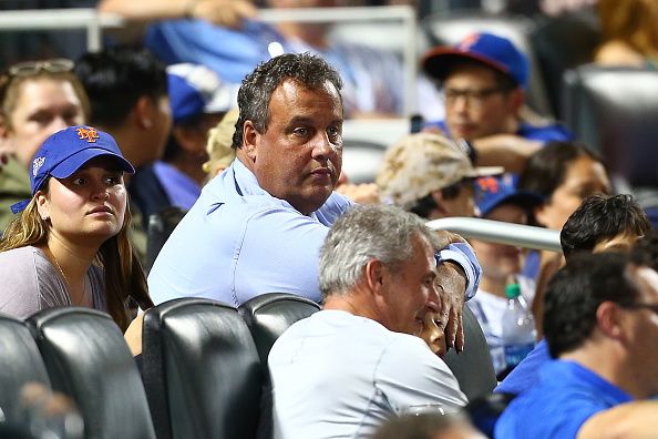 Chris Christie at a baseball game.