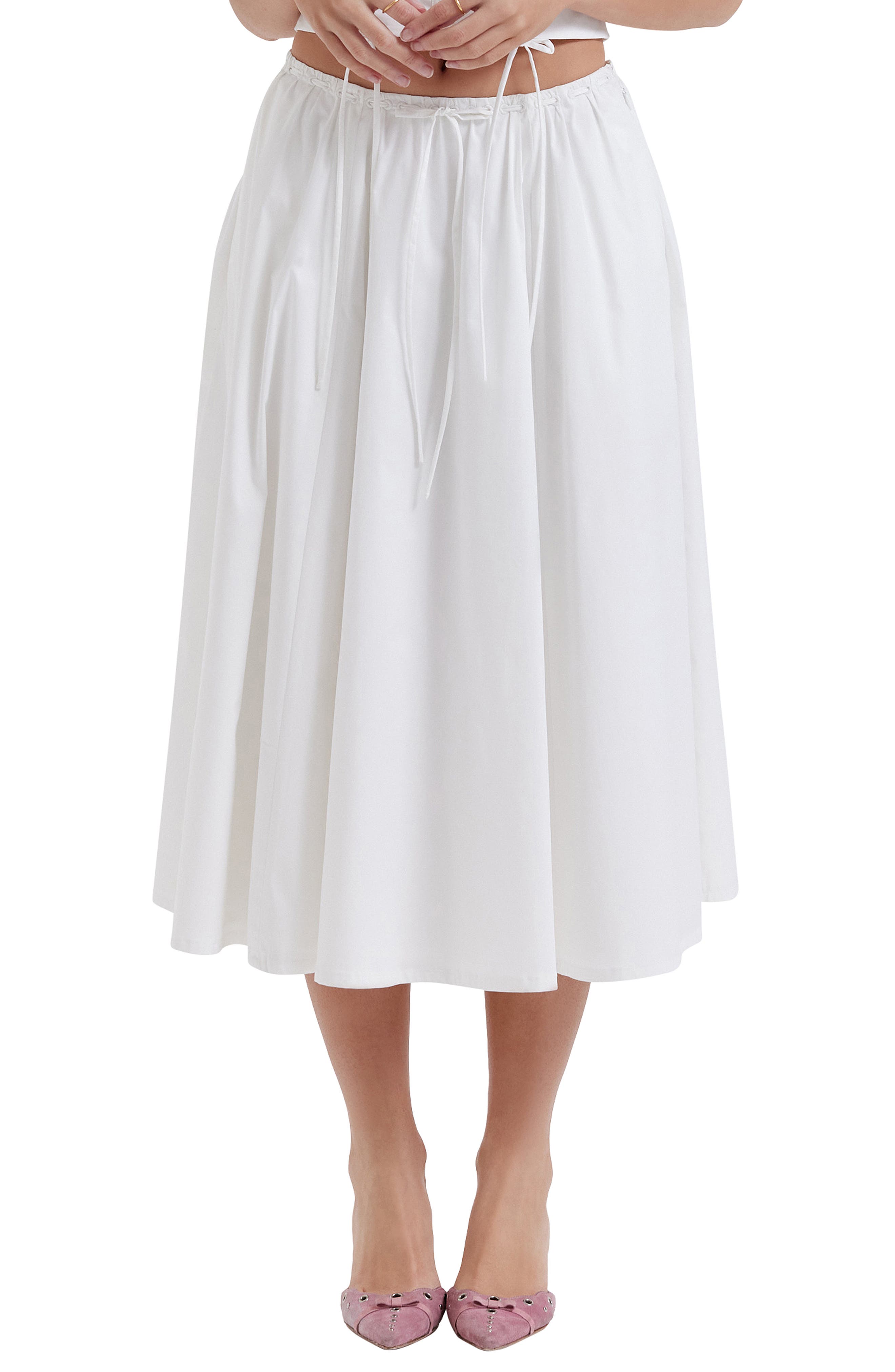 Cora Gathered Lace-Up Skirt