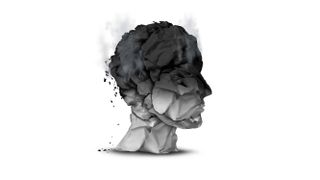 An abstract image showing a paper head smouldering at the top to signify burnout