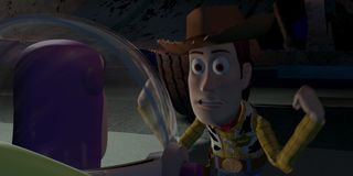 Woody yelling at Buzz in Toy Story