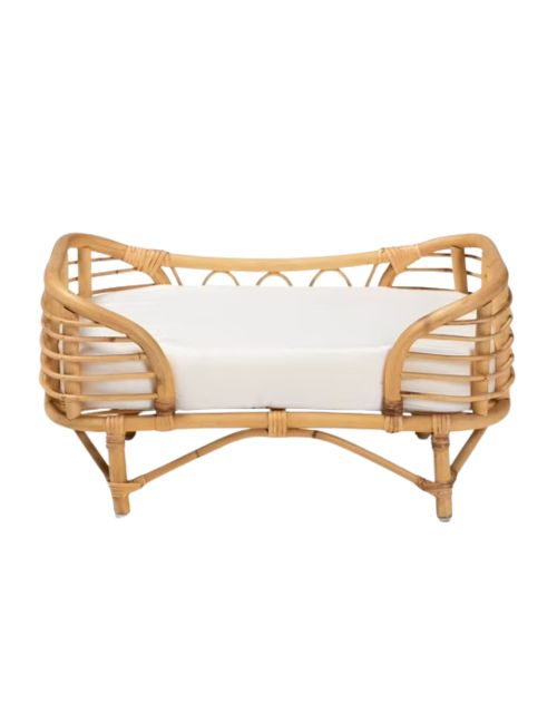 Bohemian Natural Rattan Pet Bed With Cushion