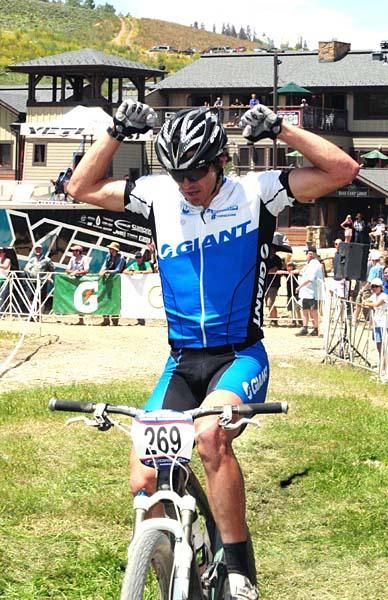 Adam Craig (Giant) celebrates his victory.