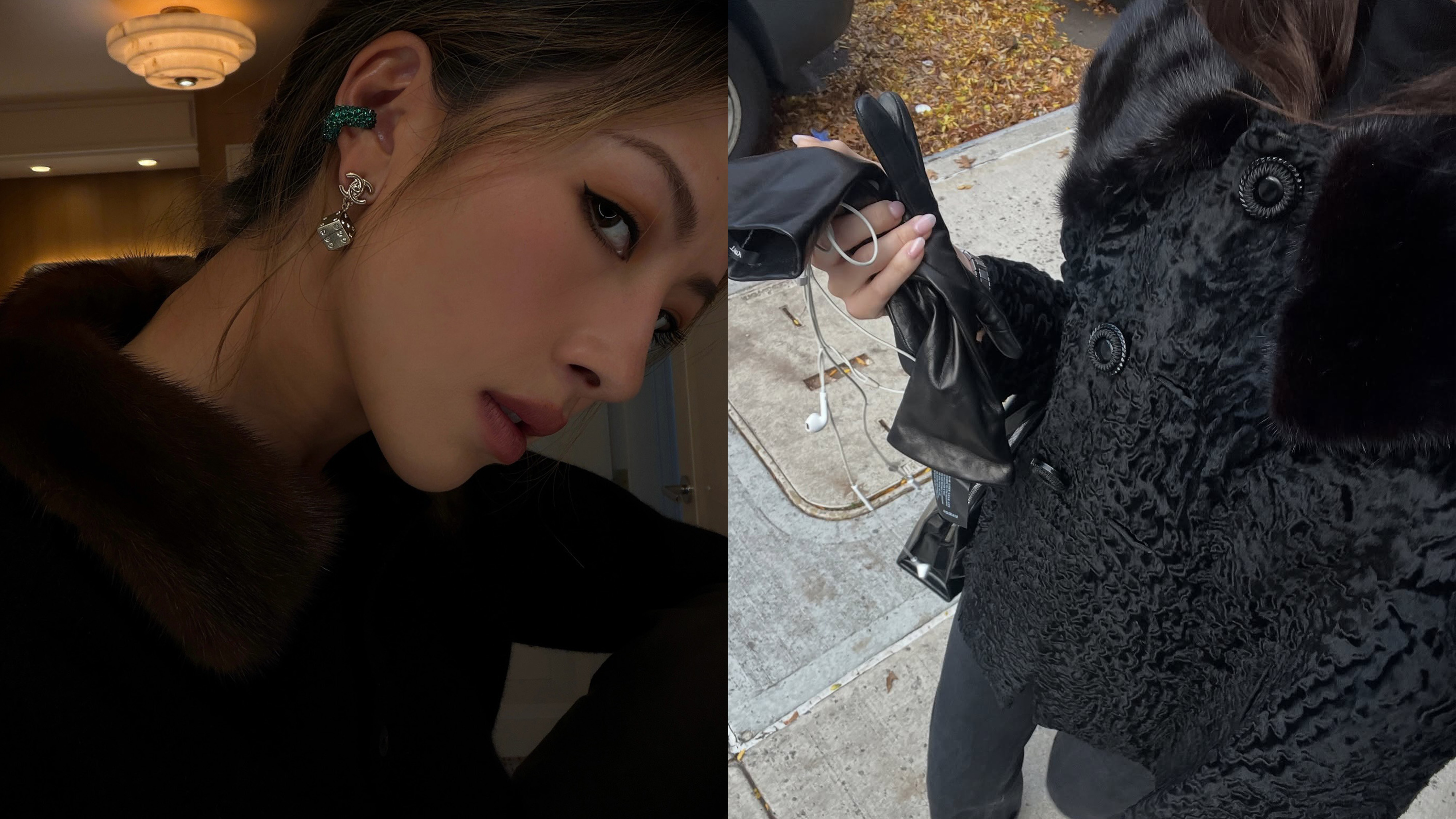 Eliza Huber and Lily Muni He wearing fur-collar jackets.