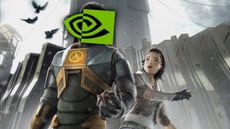 The Half-Life 2 key art with the Nvidia logo covering Gordon Freeman's face.