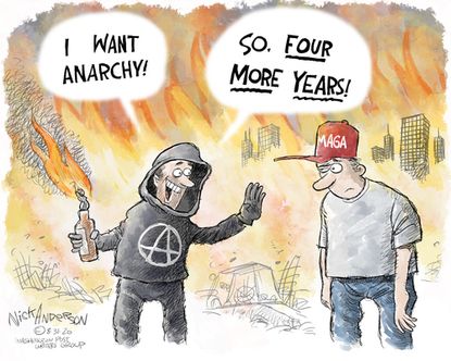 Political Cartoon U.S. Trump anarchy Portland Kenosha
