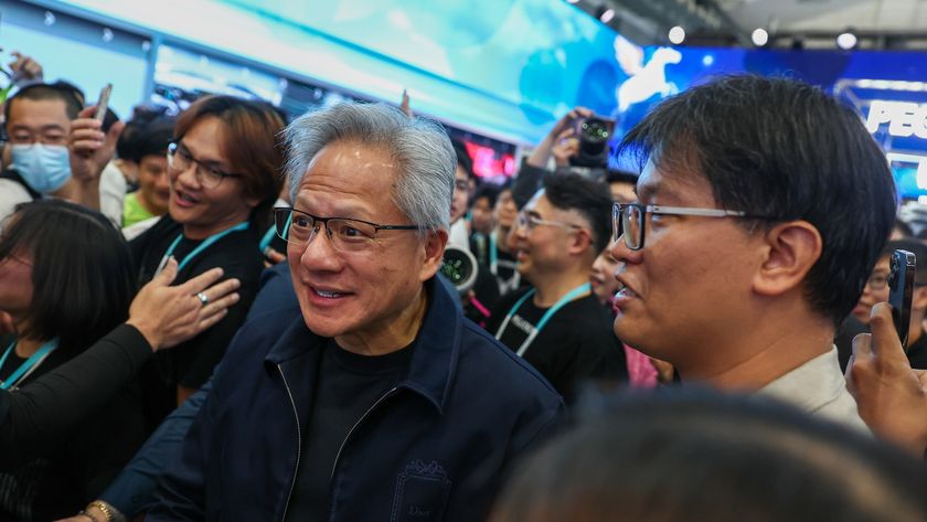 Jensen Huang in a crowd at Computex