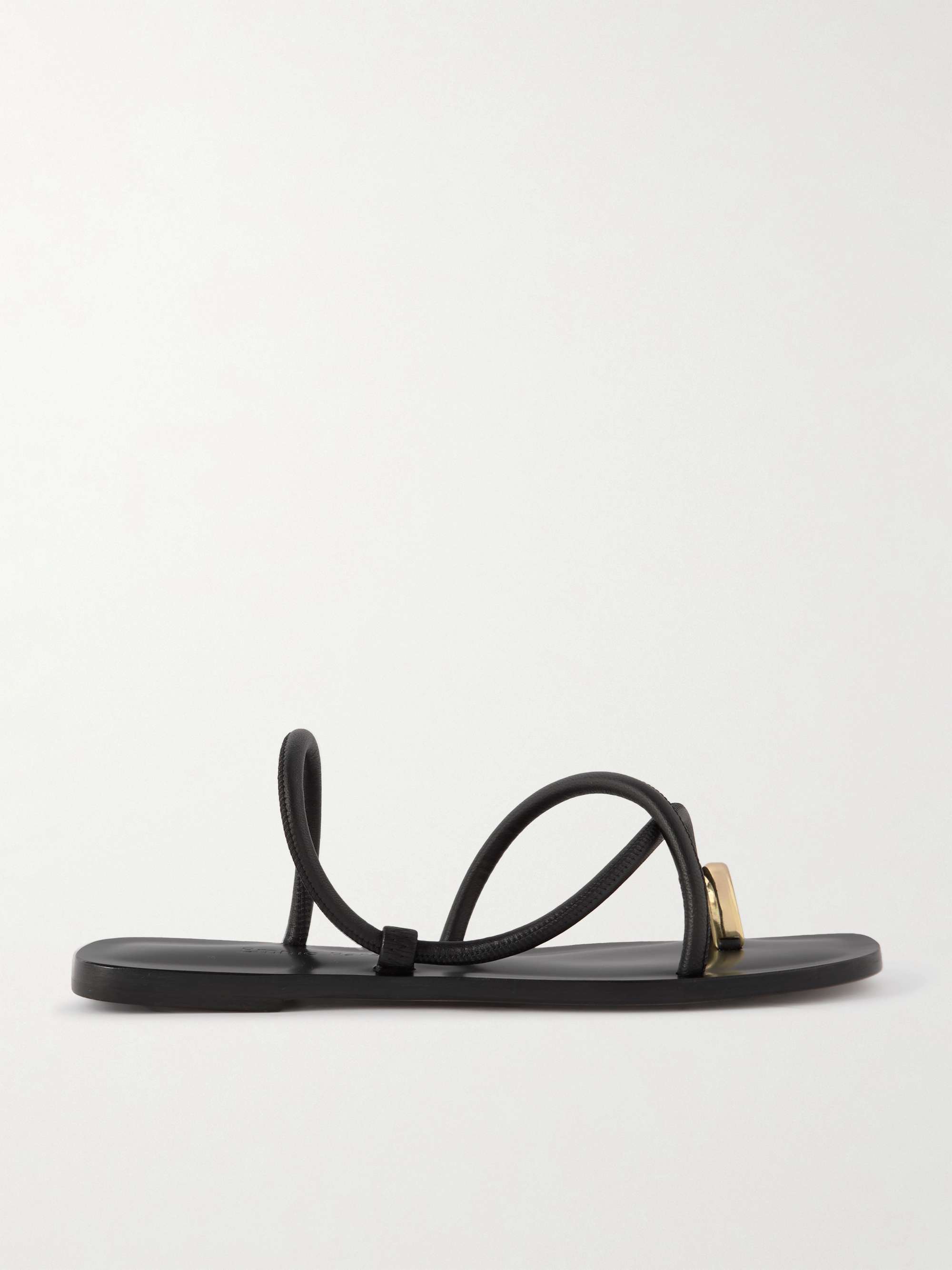 Laurie Gold-Tone and Leather Sandals