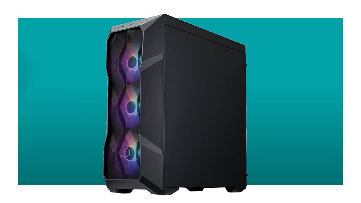 Cooler Master TD5 Pro gaming PC on blue background