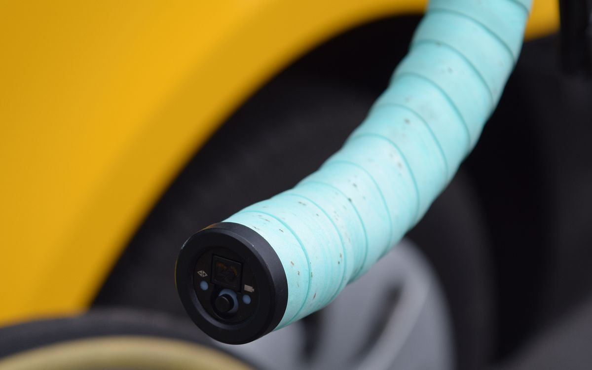 The Shimano Di2 interface port is located in the handlebar end