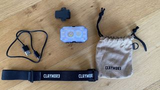 Claymore Heady+ headlamp – the full kit, including strap, carry bag and lead