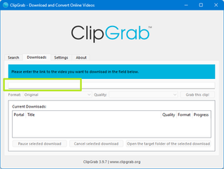 ClipGrab Copy and paste field