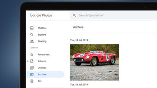 A laptop screen showing the Google Photos archive sidebar